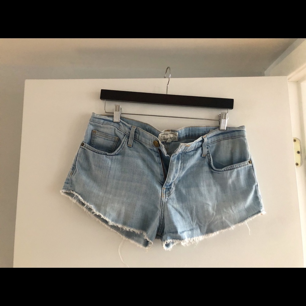 Current/Elliot Light Wash Cut-Off Denim Shorts